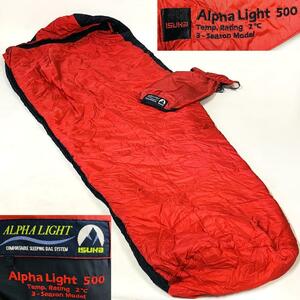 ISUKA Alpha Light 500 寝袋 イスカ アルファイライト マミーシュラフ Alpha Light 3-Season Model【美品】