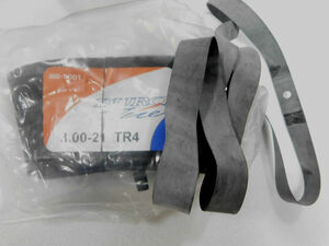 チューブ　3.00-21　TR4バルブ　１本　+　リムテープ1本Duro（ダンロップOEM）　クリックポスト発送+箱　