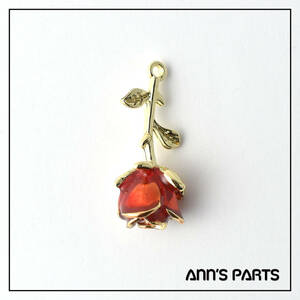 ◆Ann's Parts◆　epo02_8.エポチャーム　植物　一輪の赤い薔薇
