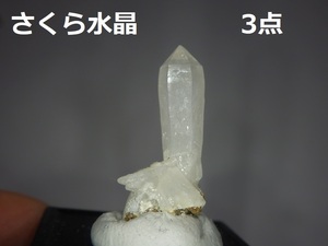 桜水晶　3点　大分県豊後大野市緒方町尾平鉱山産　国産鉱物　検　鑑賞石　天然石　自然石　パワー　ルース　さくら　クリスタル