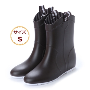  lady's rain boots middle height boots air entering insole simple Brown tea boots rain shoes 18034-brn-S (22.0-22.5cm)