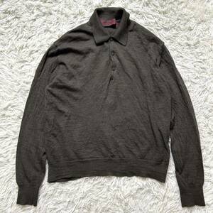 極美品 コムデギャルソンオムドゥ COMME des GARCONS HOMME DEUX ■ ニット ポロシャツ AD1996 ウール100% 長袖 トップス Mサイズ ブラウン