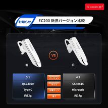 ホワイト Glazata 日本語音声ヘッドセット Bluetooth 5.1片耳イヤホン Qualcomm社製スマートチップ302_画像8