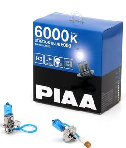 6000K H3 PIAA ヘッドランプ/フォグランプ用 ハロゲンバルブ H3 6000K ストラスブルー 車検対応 2個入 12