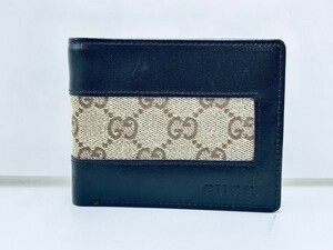 K-P572-K51-484◎GUCCI グッチ 二つ折り財布 ダークブラウン 茶色系 (縦)約9cm (横)約11.3cm ⑤