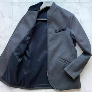 美品!! アルマーニコレツィオーニ ARMANI COLLEZIONI ジップアップ スタンドカラー テーラードジャケット ブルゾン サイズ46 M 灰 メンズ