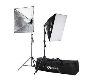 即決　Proxelle 美品 ソフトボックス 撮影 照明用 60 x60cm 写真照明用セット/ 白電球x2個　三脚　袋、箱傷み（FFESW