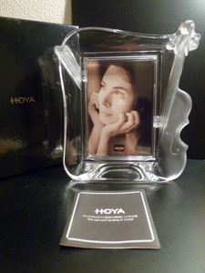 HOYA Hoya crystal glass violin motif photo frame ( photo stand ) new goods * unused * exhibition goods 