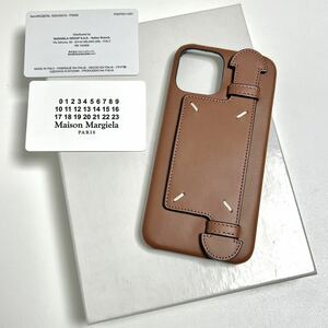 新品 メゾンマルジェラ フィンガーホルダー 4ステッチ アイフォン 12 12プロ レザー ケース iPhone12 pro Case スマホ カバー 落下防止 茶