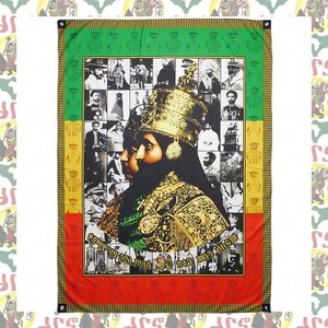 【drs】ラスタ旗　King Alpha and Queen Omega 200cm x 150cm 壁飾り レゲエ フラッグ ライオン ラスタ JAH ETHIOPIA MOA AMBESSA