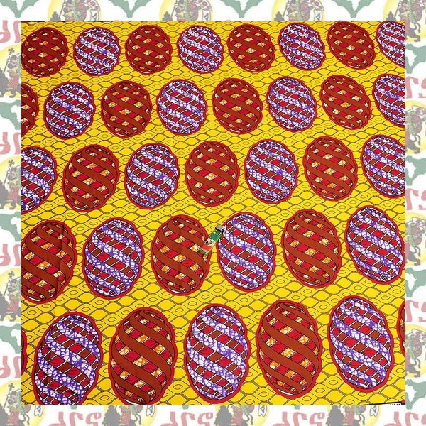【SALE/270cm x 110cm/3ヤード】アフリカンプリント生地 barg-p27 アフリカ布 アフリカ生地 ゴールドプリント アンカラ キテンゲ パーニュ