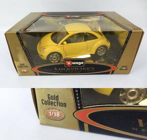 【burago】ブラーゴ 1/18 ゴールドコレクション VW ニュービートル 1998 長期保管品 箱ダメージ多々有り 中古品 JUNK 一切返品不可で！