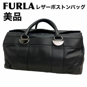 美品　フルラFURLA レザー　ボストンハンドバッグ メンズ　ウィメンズ