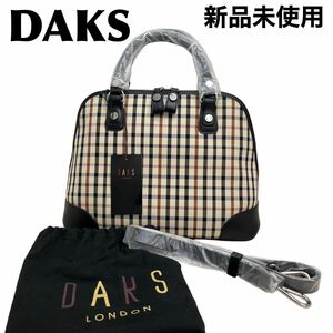  new goods unused DAKS Dux check pattern 2way bag hand shoulder 