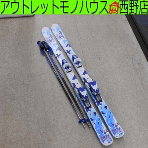 KAZAMA SPAX-J スキー3点セット 126cm カザマ ROCKER 青系 ビンディング付き スキー板 ストック付き 札幌市 西区 