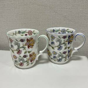 609◆MINTON ミントン HADDON HALL/ HADDON HALL BLUE ハドンホール マグカップ 2客セット 色違いペア 洋食器