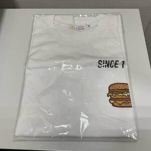 914◆未使用 BEAMS DESIGN × マクドナルド ビームスデザイン McDonald's ハンバーガープリント Tシャツ Mサイズ トップス 現状品