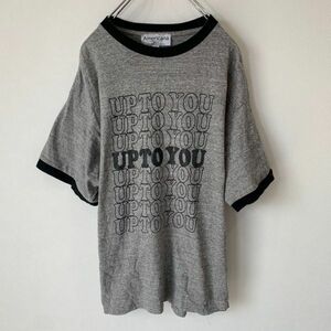 [KWT375] Americana プリントTシャツ グレー サイズ不明 ポス