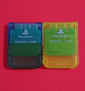 [PS]SONY( Sony ) original * memory card 2 piece set ( clear blue yellow )* start-up has confirmed * prompt decision (24.2