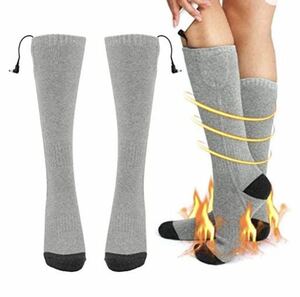 電熱 ソックス 電気 ホット 電熱靴下 加熱ソックス 加熱靴下 ヒーターソックス　グレー　冬対策　防寒　冷え性対策
