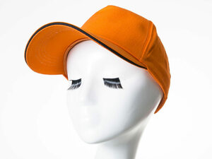 カジュアル 無地2色 調節可能 日よけ ベースボールキャップ/野球帽/帽子#オレンジ×ブラック FA-45353