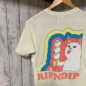 RIPN DIP バックプリント　猫　アイスクリーム　アニマル　ストリート　古着 ホワイト