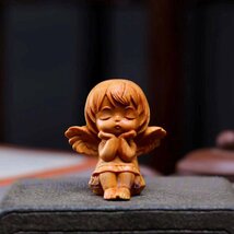A5488☆新品精密彫刻 人形 天使 少女 置物 木彫り 工芸品 飾り置物 特上彫_画像1