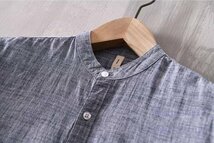 A2525☆新品春夏 長袖シャツ メンズ 立ち襟 無地 ビジネス カジュアルシャツ ワイシャツ 細身 紳士 トップスグレー XL_画像2