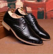 A5622☆新品2色◆色とサイズ選択可◆メンズシークレット5CMUP春秋靴ビジネスシューズイギリス風紳士靴◆26cm黒_画像1