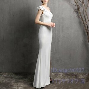 V574☆新品ロングドレス キャバドレス セクシー ドレス キャバ嬢 結婚式 パーティー ロング 高級 衣装 スリット マーメイド ホワイト