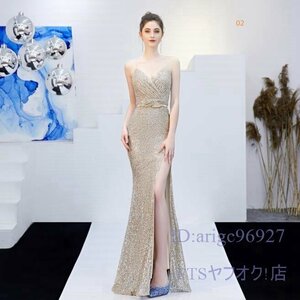 V785* new goods lady's dress musical performance . presentation wedding dress two next . party wedding stage photographing Event slit maxi long dress 