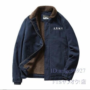 A0948☆新品アメリカN1 冬服ミリタリージャケット メンズ おしゃれ フライトジャケット 防風 コート中綿入り ジャンパー 2XL ネイビー