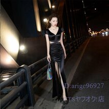 V781☆新品ワンピースladies レディースきれいめ dress 披露宴 セクシー ロングワンピ つるつる_画像10