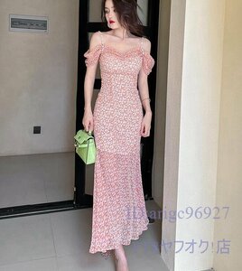 W152☆新品ワンピース レディース 美シルエット セクシー きれいめ パーティードレス 上品 披露宴 Sexy 美品 ロング丈 シフォン