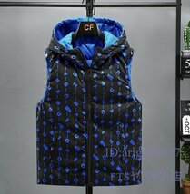 A1134☆新品秋冬服　中綿ベスト　ジップアップ　リバーシブル 両面着　メンズ*　袖なしジャケット　フード付き　防寒アウトドア　黒　5XL_画像9