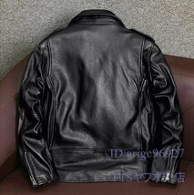 V263☆新品ハレーバイクレザージャケット 上品 本革 高級 牛革 ライダースジャケット 革ジャン Ｓ～5XL 秋冬 黒_画像1