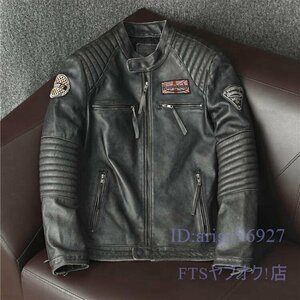 A2335☆新品牛革 レザージャケット シングルライダース カウハイド バイクレザー メンズファッション 本革 革ジャン S～5XL