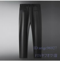 A2411☆新品ビジネスパンツ スラックス メンズ ワンポイント ストレッチ 美脚 スリム 家庭洗濯可 夏アイスシルク涼しい 黒 W38_画像1