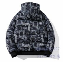 U020☆新品中綿ジャケット 柄物 メンズ* ライトアウター コート 秋冬服 ジャンパー ブルゾン トップス ブルー L_画像2