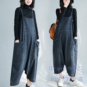 A3078☆新品ファッション パンツ レディース ポケット付き デニム オーバーオール パンツ つなぎ M-2XL