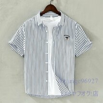 A2336☆新品半袖シャツ メンズ Tシャツ ボーダー総柄 夏 サマー 半袖シャツ 心地良しＭ～3ＸＬ 緑_画像3