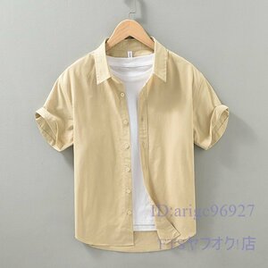 A2398☆新品半袖シャツ コットンシャツ メンズ Tシャツ ポケット 夏 サマー 半袖シャツ 心地良しＭ～3ＸＬ ベージュ