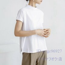 A2363☆新品レディース Tシャツ 綿95％ (2件セット)ハイネック 無地 ストレッチ 半袖 トップス 上着 インナー カジュアル_画像5