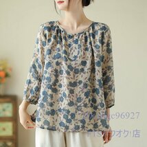 A2775☆新品カジュアル オシャレ ゆったり大きいサイズ 可愛い プリント 長袖 シャツブラウス M~XXL_画像3