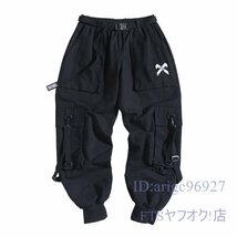 A2172☆新品カーゴパンツ メンズ ワークパンツ ポケット ゆったり サルエルパンツ チノパン 紳士 ロングパンツ カジュアル 黒/L_画像5