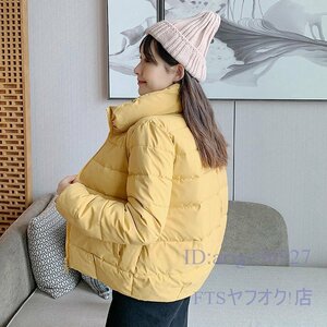 A1033☆新品冬 ダウンジャケット レディース 暖かい コート アウター 厚いコート 大きいサイズあり 4XL イエロー