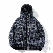 U020☆新品中綿ジャケット 柄物 メンズ* ライトアウター コート 秋冬服 ジャンパー ブルゾン トップス ブルー L_画像1