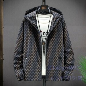 U202☆新品ジップパーカー マウンテンパーカー 柄物 アウター ジャケット *メンズ 春秋服 ジャンパー ブルゾン カジュアル 金色 2XL