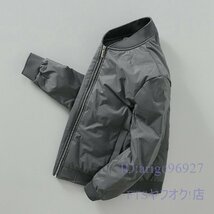 T909☆新品ダウンジャケット メンズ* 冬防寒 フライトジャケット ブルゾン アウター 野球服 シュートコート グレー M_画像3