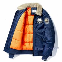 T284☆新品メンズフライトジャケットMA1ジャケット野球服刺繍中綿ブルゾンジャンパーアウターミリタリージャケットブルゾンブラックM_画像2